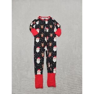 Bums & Roses Pajama Romper Size 18/24 Months Santa Reindeer Full Zip